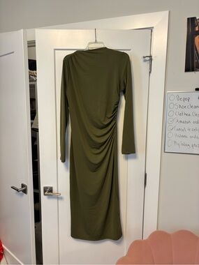 H&M Olive Green Long Sleeve Midi Dress